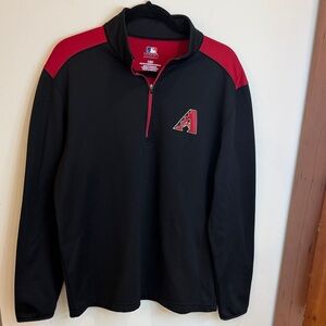 MLB Arizona Diamondbacks Black/Red Quarter Zip Pullover, Fleece Interior, Large